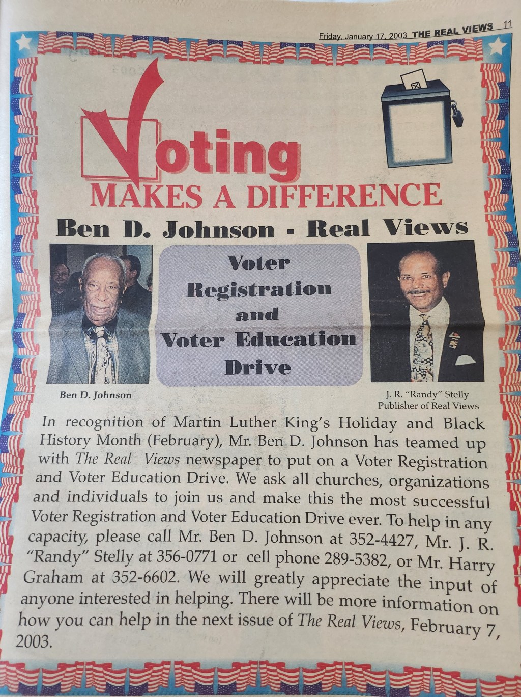 Voting Makes a Difference Ben D. Johnson – Real&nbsp;Views