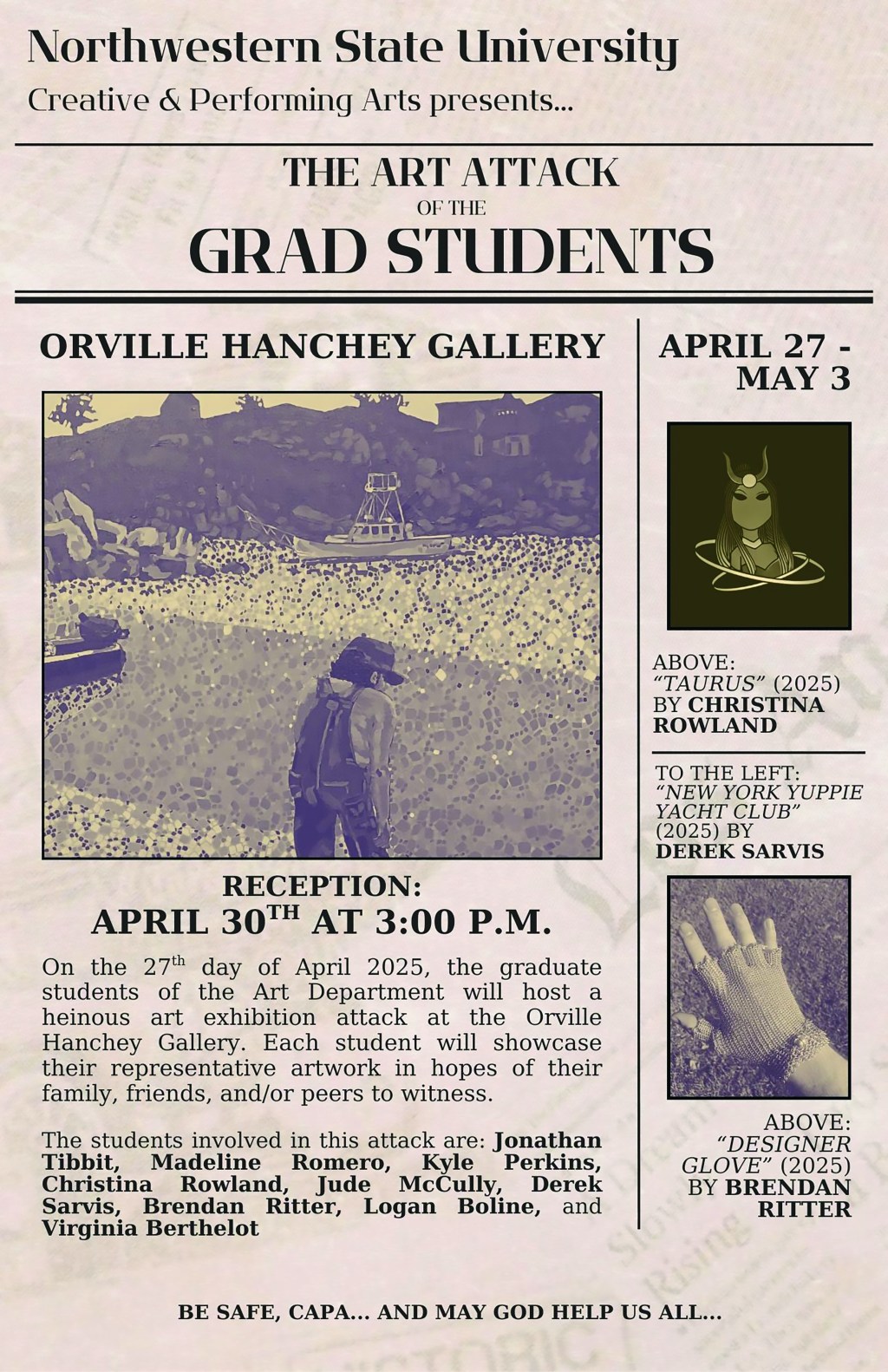 ‘The Art Attack of the Grad Students’ will run April 27-May&nbsp;3