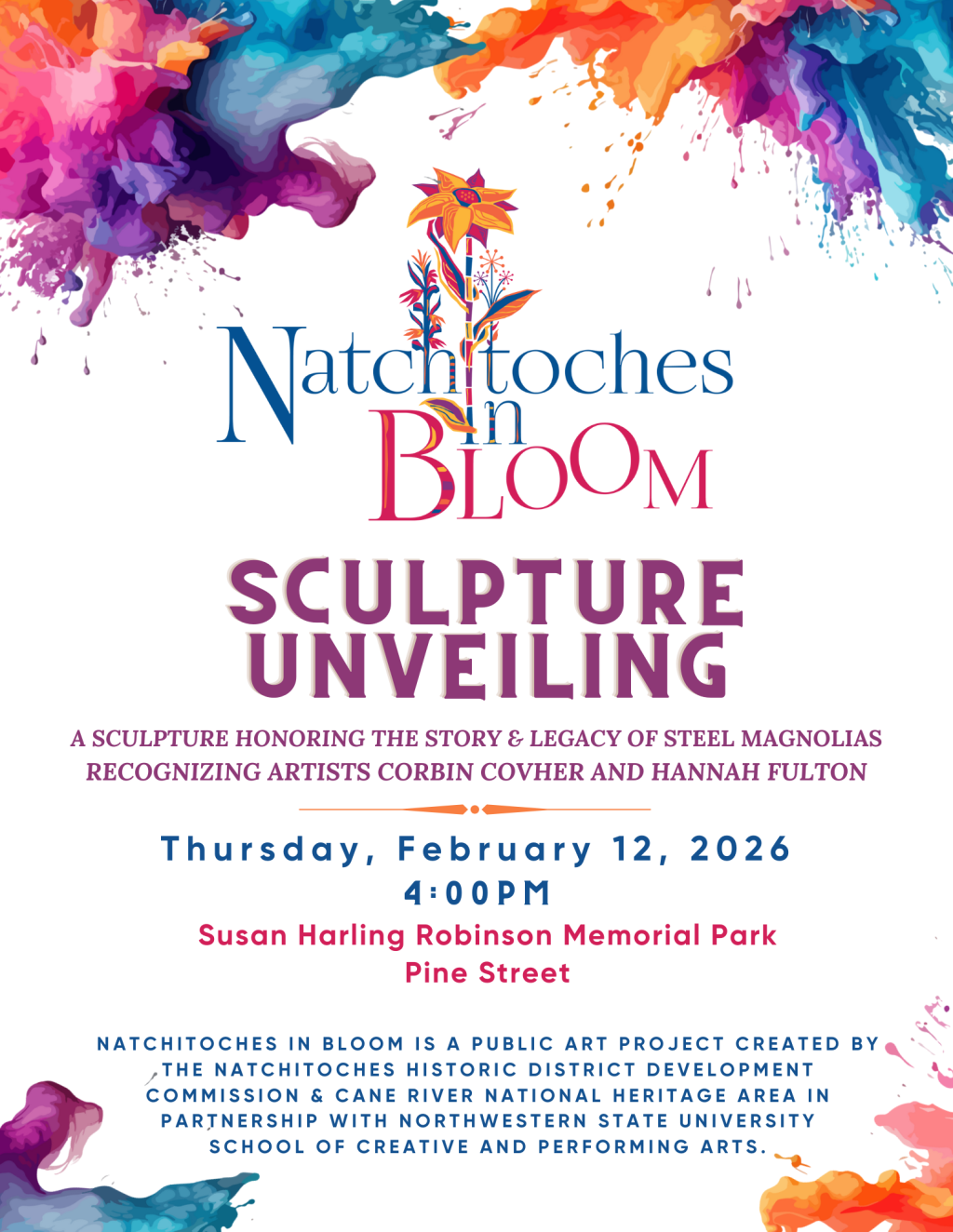 Natchitoches in Bloom sculpture unveiling set for Feb.&nbsp;12